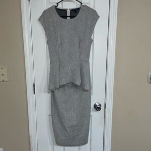 Country Road Black and‎ White Stripes Midi Peplum Dress Size Small